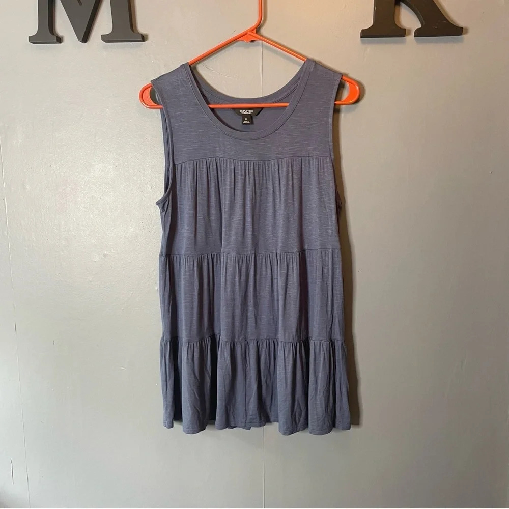 Simply Vera Vera Wang Slate Blue Tiered Sleeveless Tank